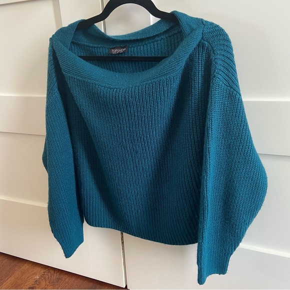 Topshop Teal Knit Sweater with Button Accents - Picture 8 of 14